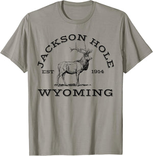 Jackson Hole Wyoming Elk Hike Outdoors T-Shirt - T-Shirt | Sand