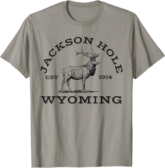 Jackson Hole Wyoming Elk Hike Outdoors T-Shirt - T-Shirt | Sand