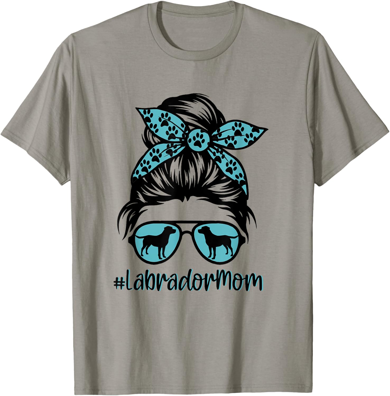Messy Bun Labrador Mom Shirt Golden Black Lab Lovers T-Shirt - T-Shirt | Sand