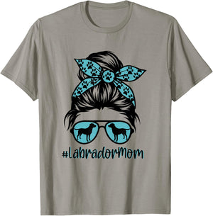 Messy Bun Labrador Mom Shirt Golden Black Lab Lovers T-Shirt - T-Shirt | Sand