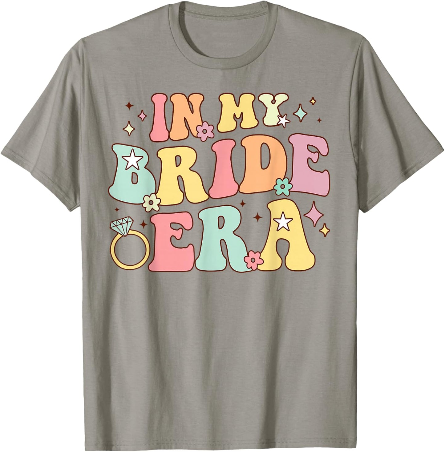 in My Bride Era Groovy Wedding Engagement Bachelorette Party T-Shirt - T-Shirt | Sand