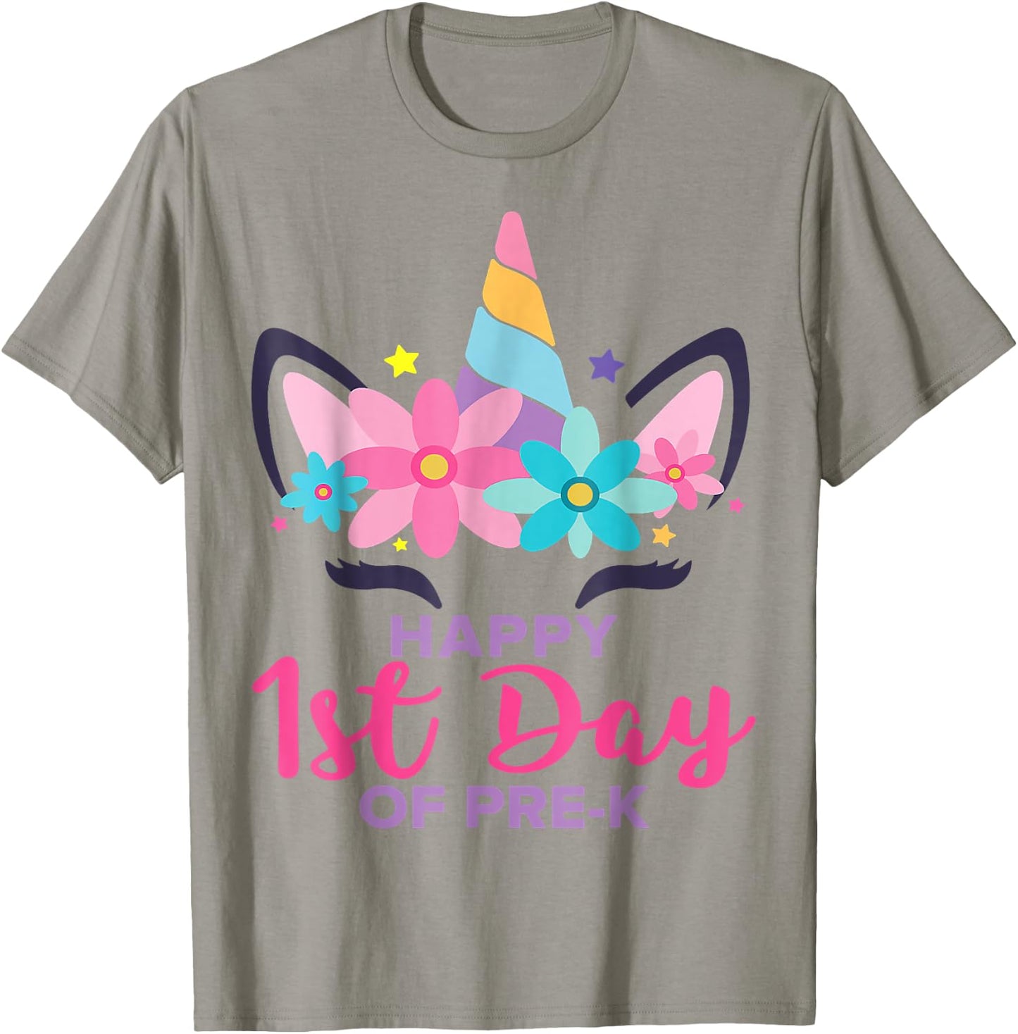 Pre K Unicorn Girl Happy 1st Day Of Pre-K Back To School T-Shirt - T-Shirt | Sand