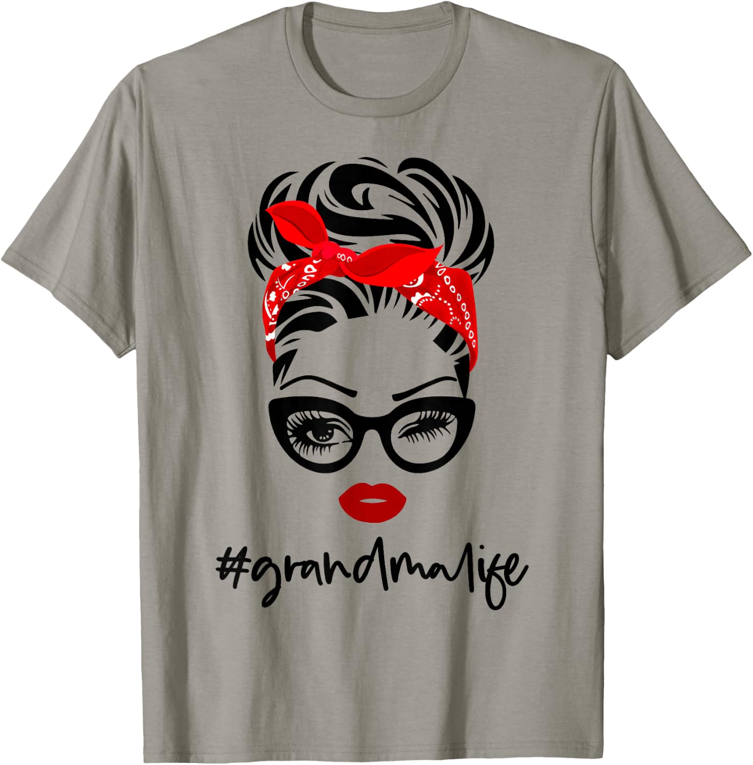 #GrandmaLife Grandma Life Vintage Wink Eye Woman Face Gifts T-Shirt - T-Shirt | Sand
