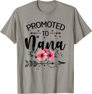 Promoted To Nana Announcement Funny New Nana Mothers Day T-Shirt - T-Shirt | Sand