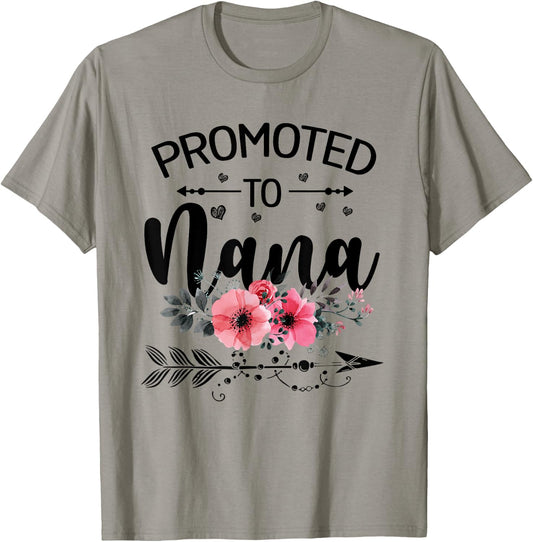 Promoted To Nana Announcement Funny New Nana Mothers Day T-Shirt - T-Shirt | Sand