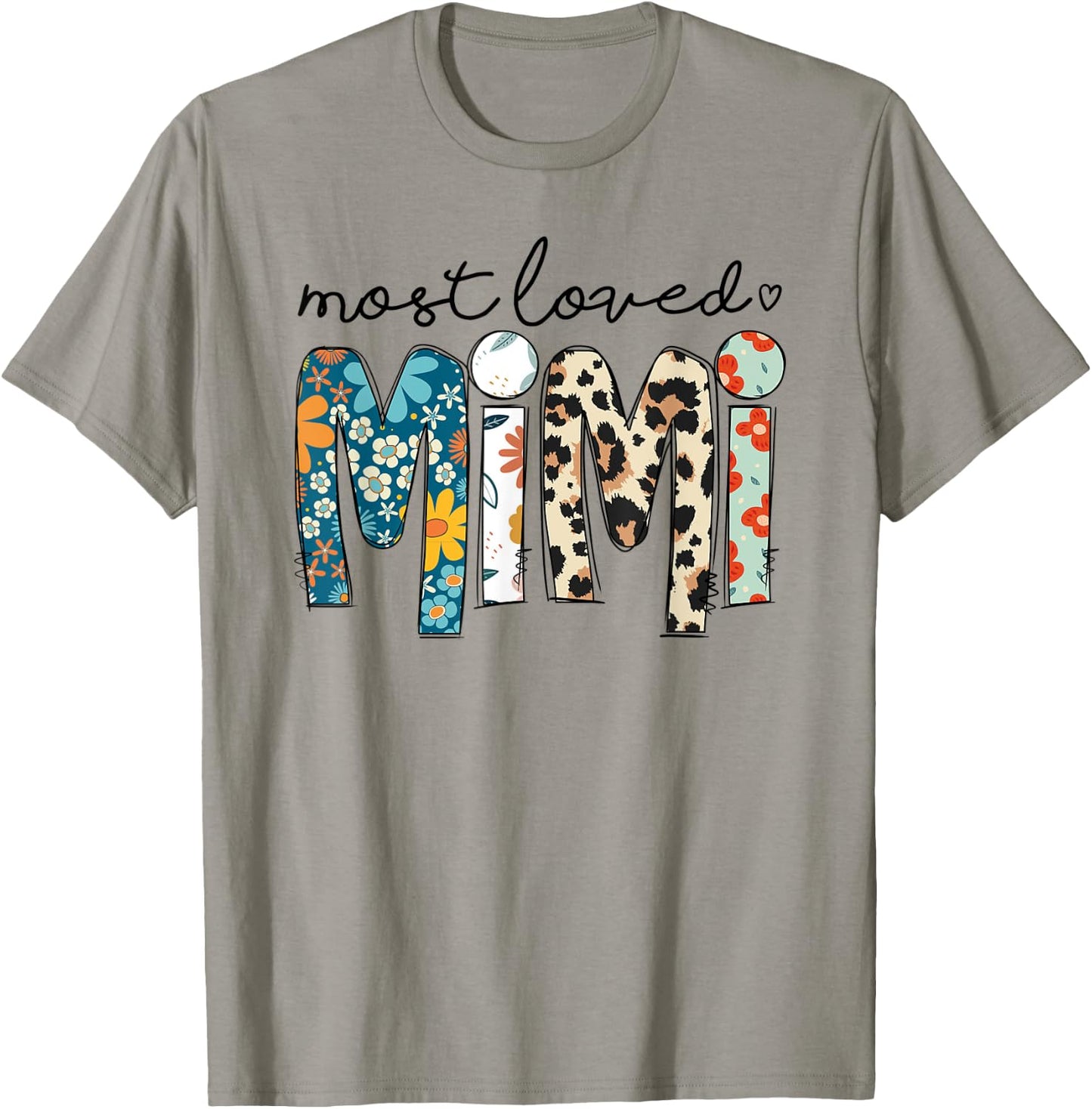 Most Loved Mimi Leopard Floral Funny Mothers Day T-Shirt - T-Shirt | Sand