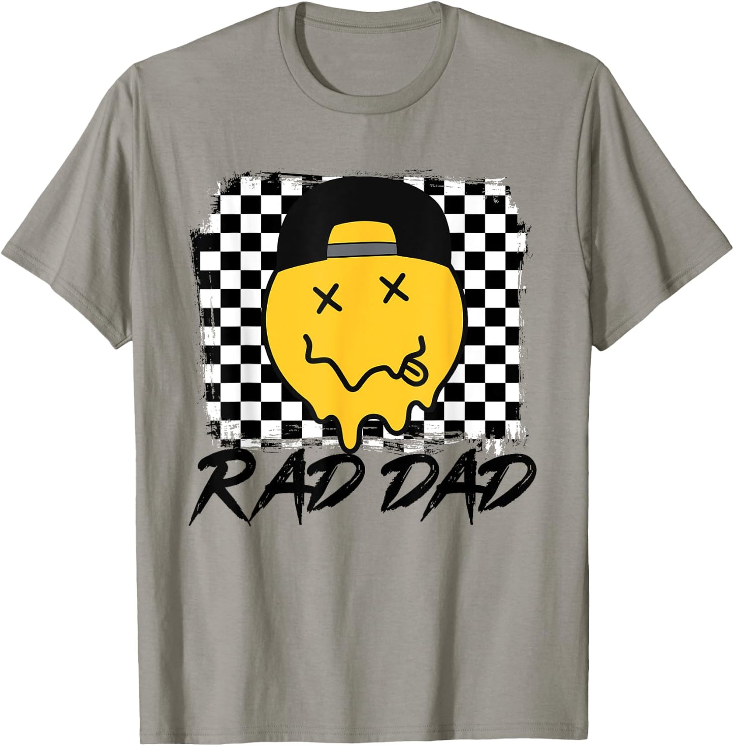 Rad Dad Funny Checkered Father's Day Smile Face T-Shirt - T-Shirt | Sand