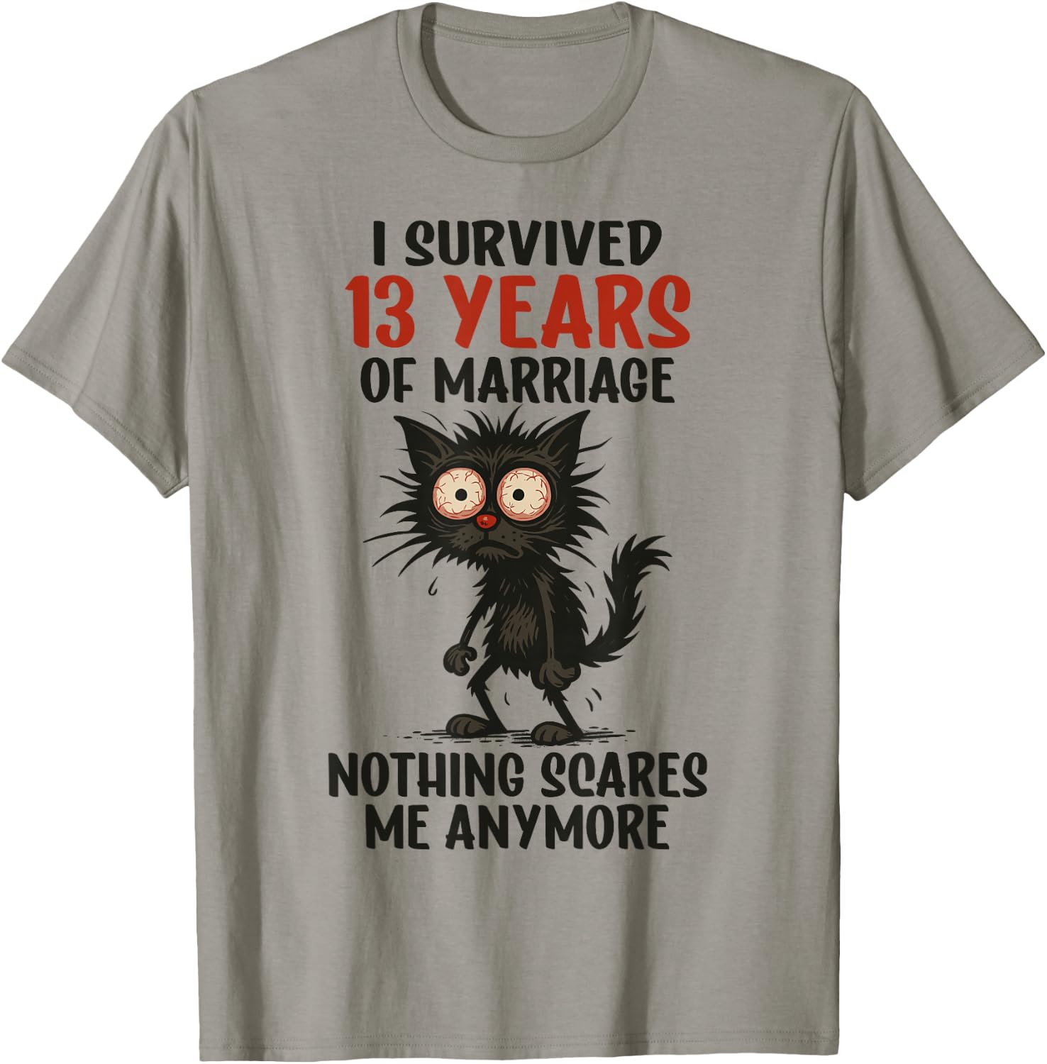 13th Wedding Anniversary, I Survived 13 Years of Marriage T-Shirt - T-Shirt | Sand