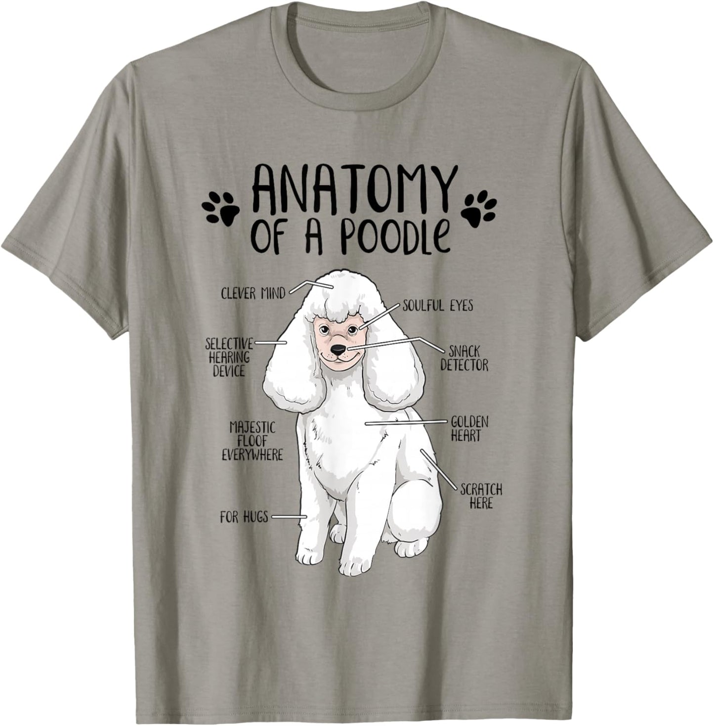 Funny Anatomy Poodle Dog Standard Poodle Owner Poodle Lover T-Shirt - T-Shirt | Sand