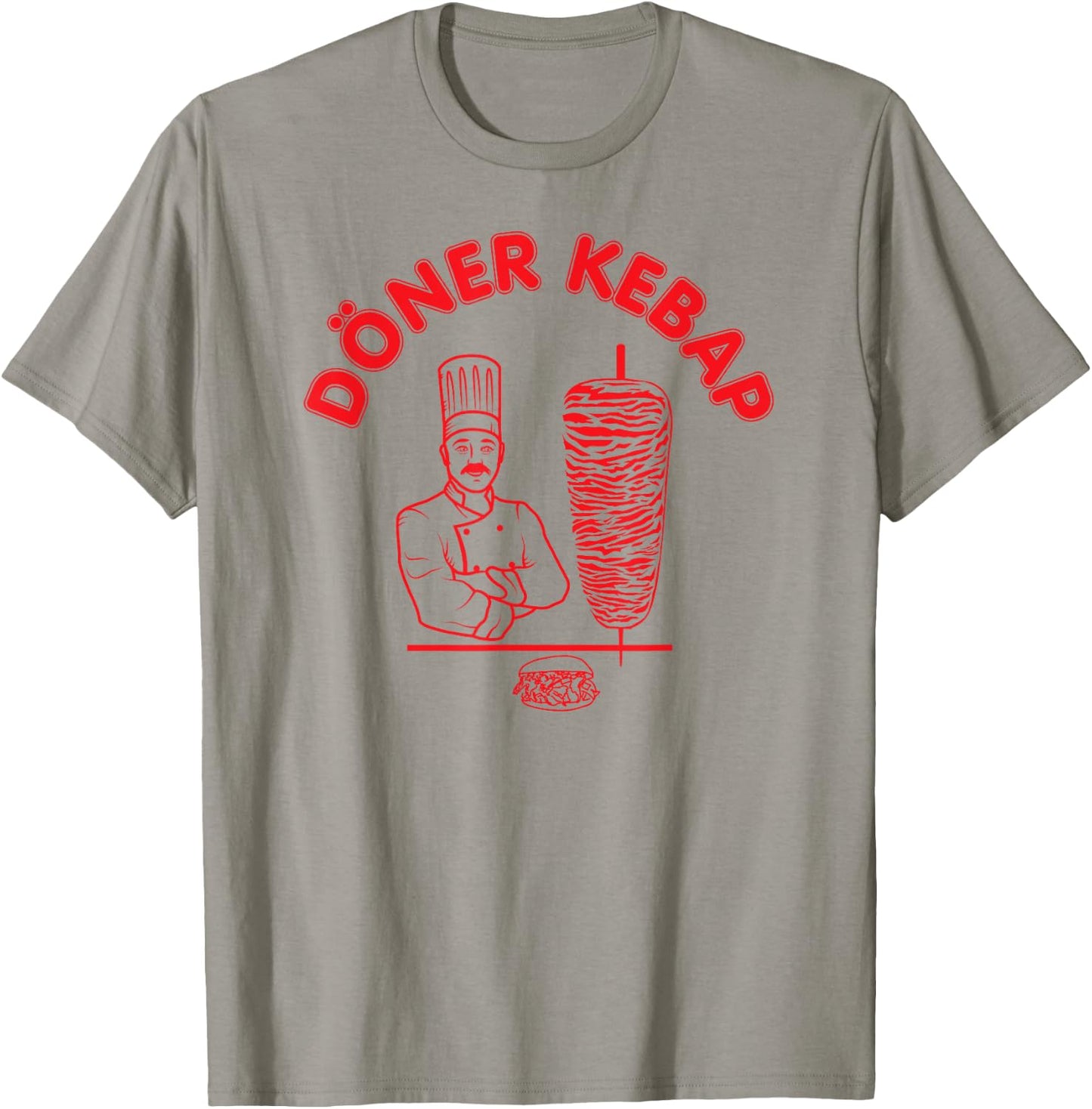 Döner Kebap Shirt, Kebab Cook & Kebab Skewer & Sandwich Logo T-Shirt - T-Shirt | Sand