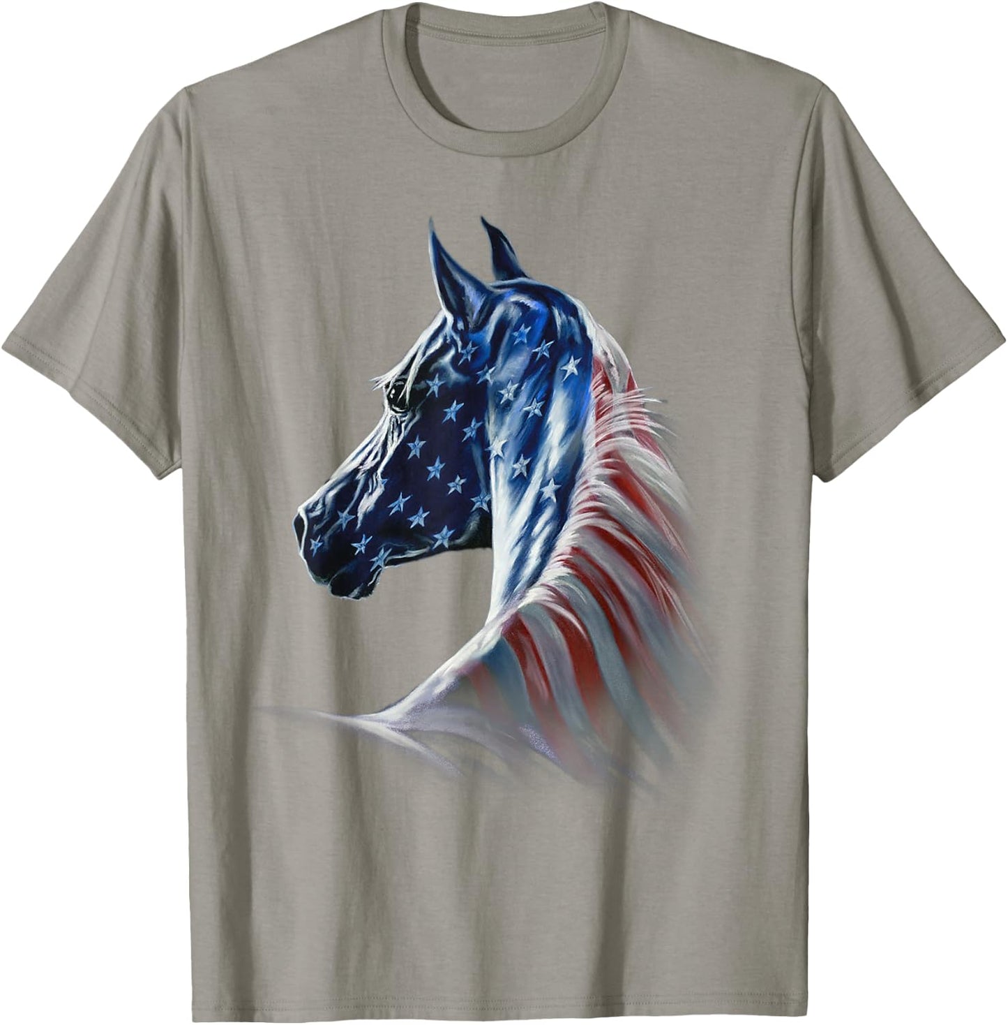 Patriotic Horse American Flag 4th Of July Independence Day T-Shirt - T-Shirt | Sand