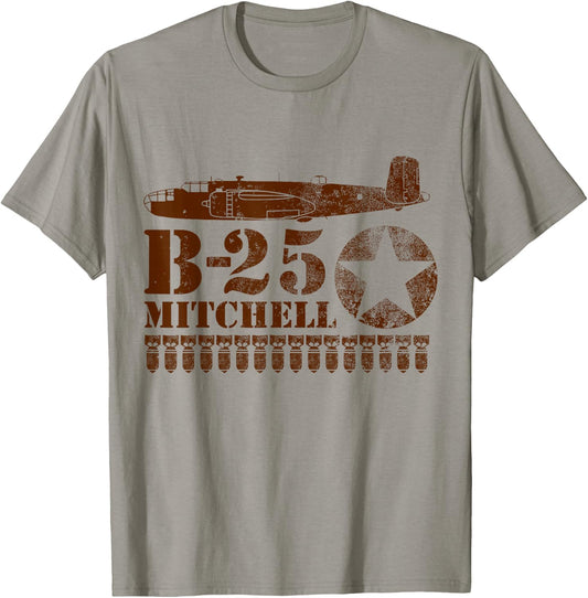 WW2 Bomber Air Force T shirt - B-25 Mitchell T-Shirt - T-Shirt | Sand