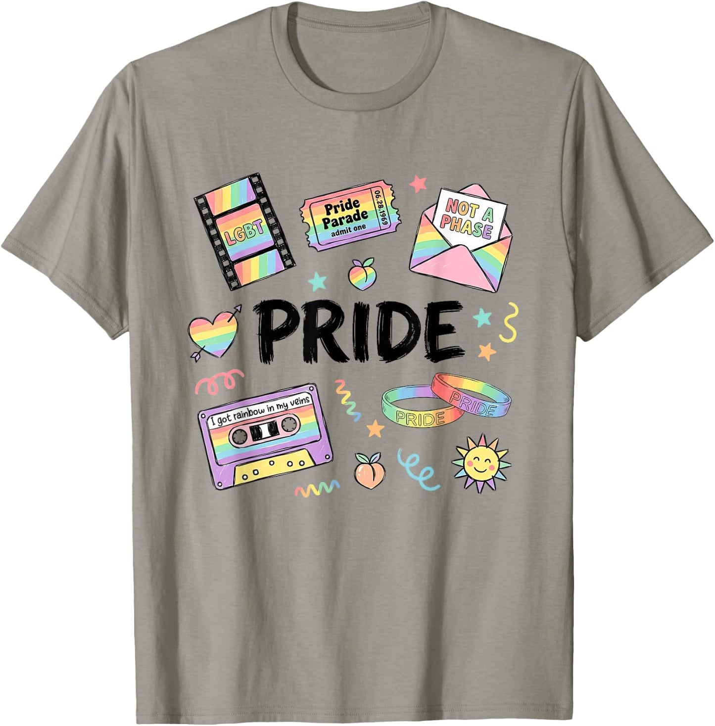 Pride Month Pastel Rainbow LGBTQ Support Gay Lesbian Ally T-Shirt - T-Shirt | Sand