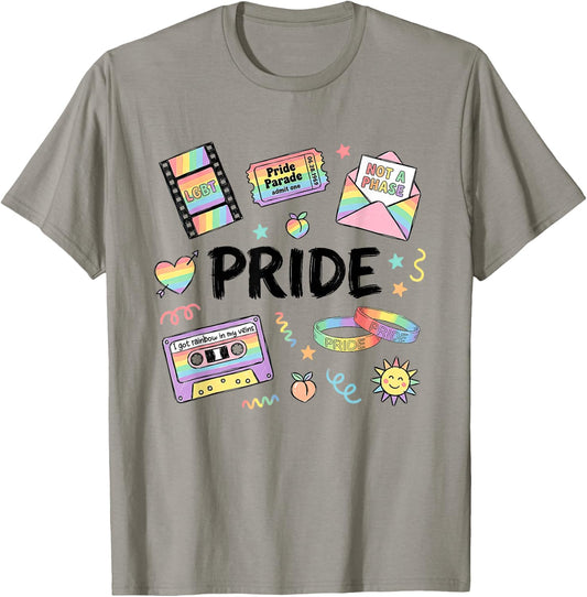 Pride Month Pastel Rainbow LGBTQ Support Gay Lesbian Ally T-Shirt - T-Shirt | Sand