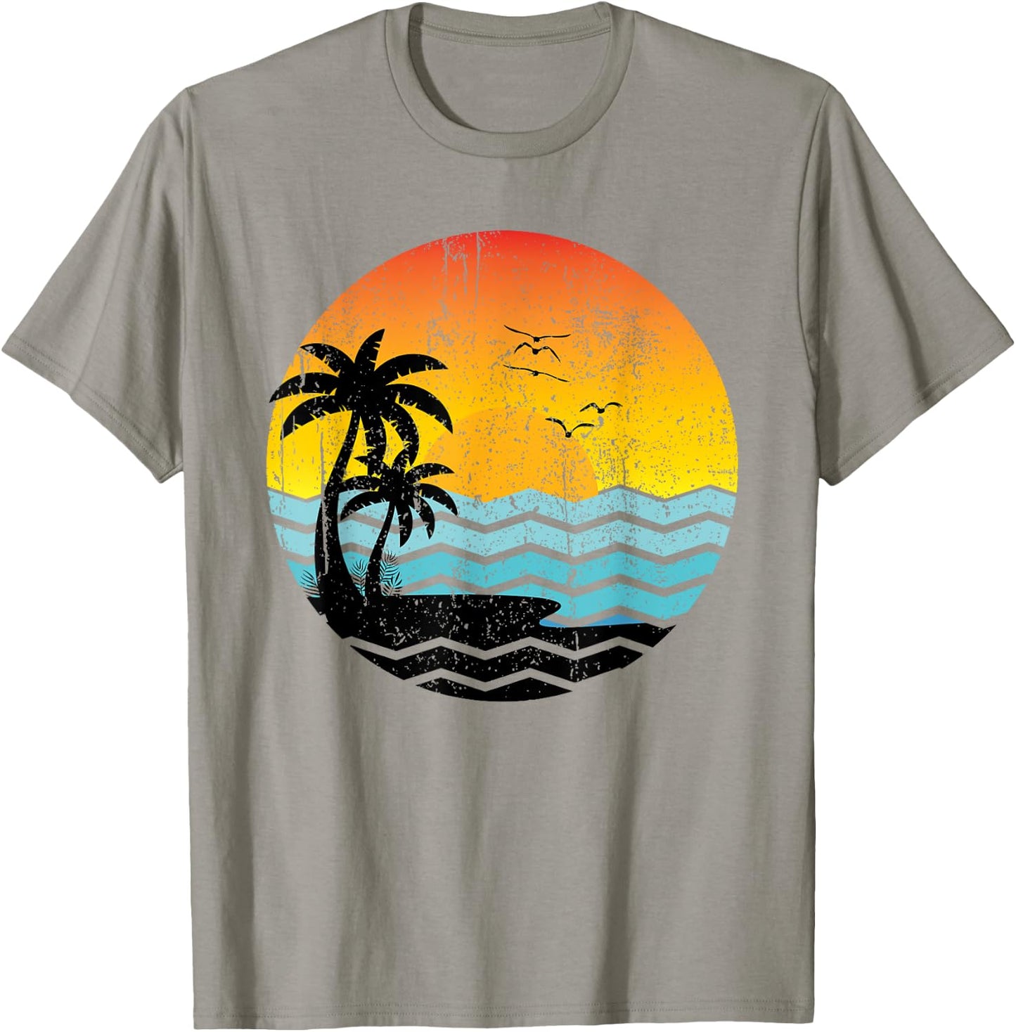 Summer Vacation Palm Trees Retro Sunset Tropical Summer Women Kids T-Shirt - T-Shirt | Sand