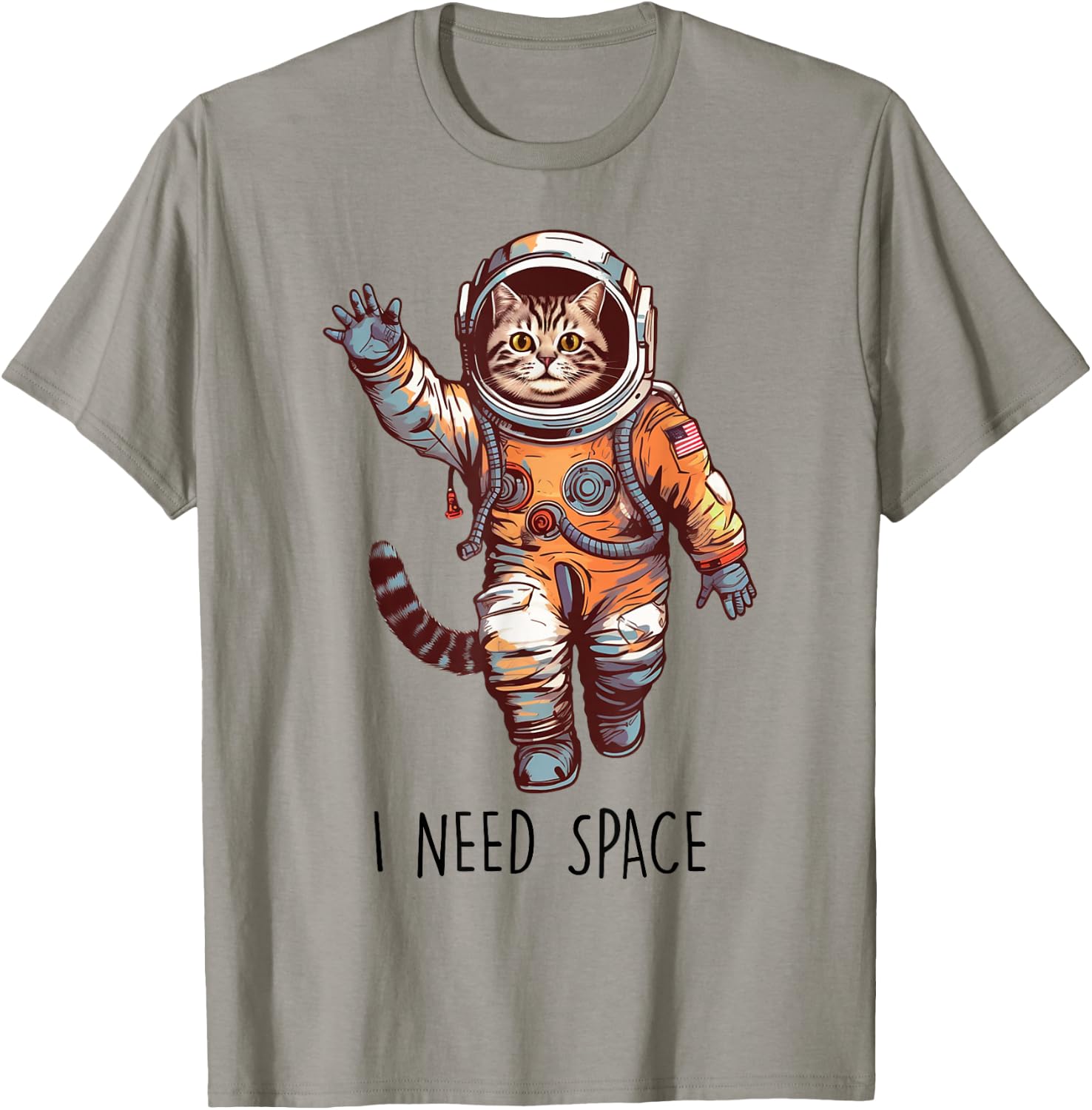Cat Astronaut, I Need Space Universe Outer Space Kitty Lover T-Shirt - T-Shirt | Sand