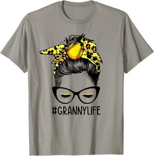 Messy Bun Granny Life Softball Granny Mothers Day T-Shirt - T-Shirt | Sand
