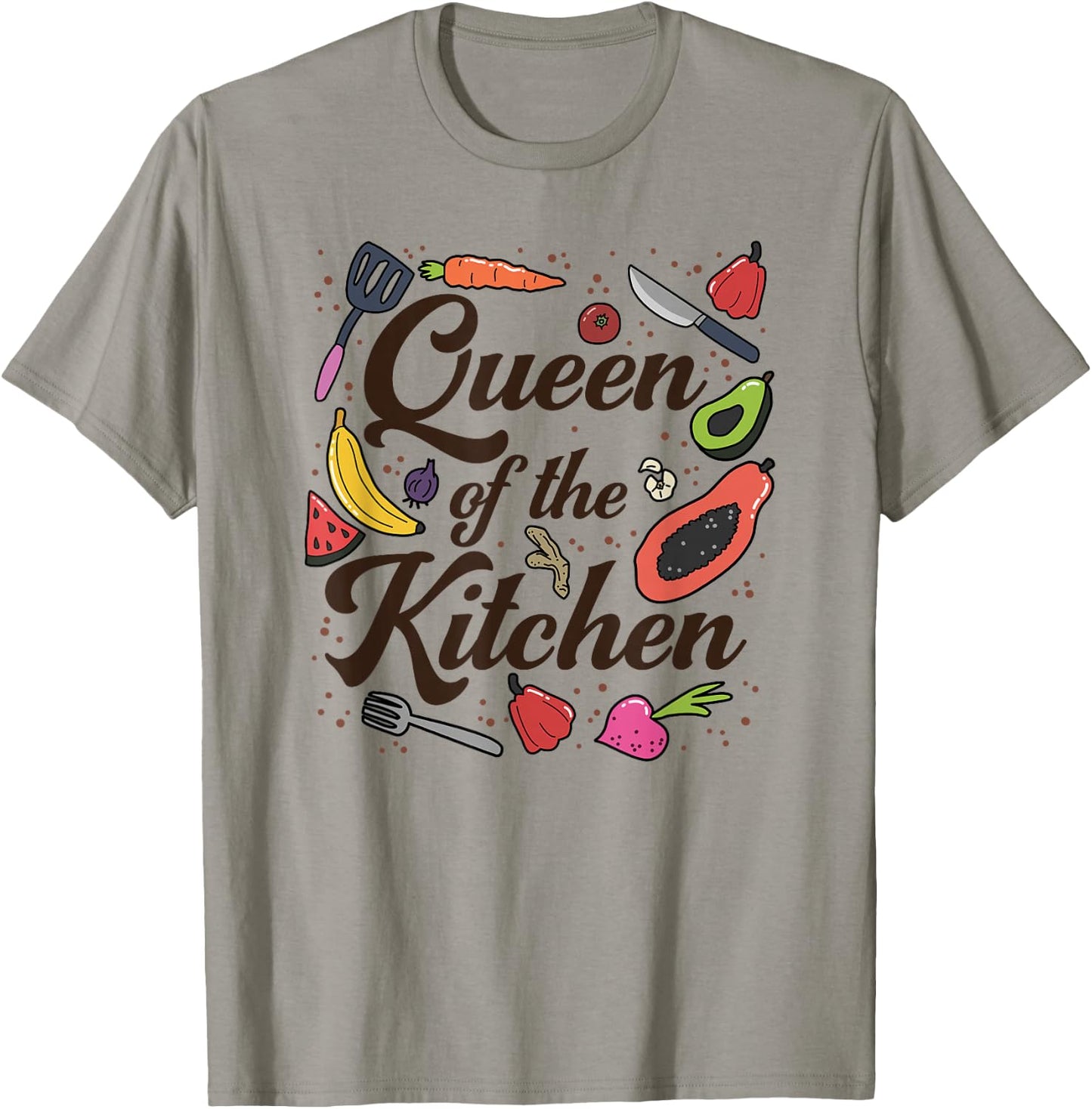 Queen Of The Kitchen, Cooking, Women Funny, Chef, Culinary T-Shirt - T-Shirt | Sand