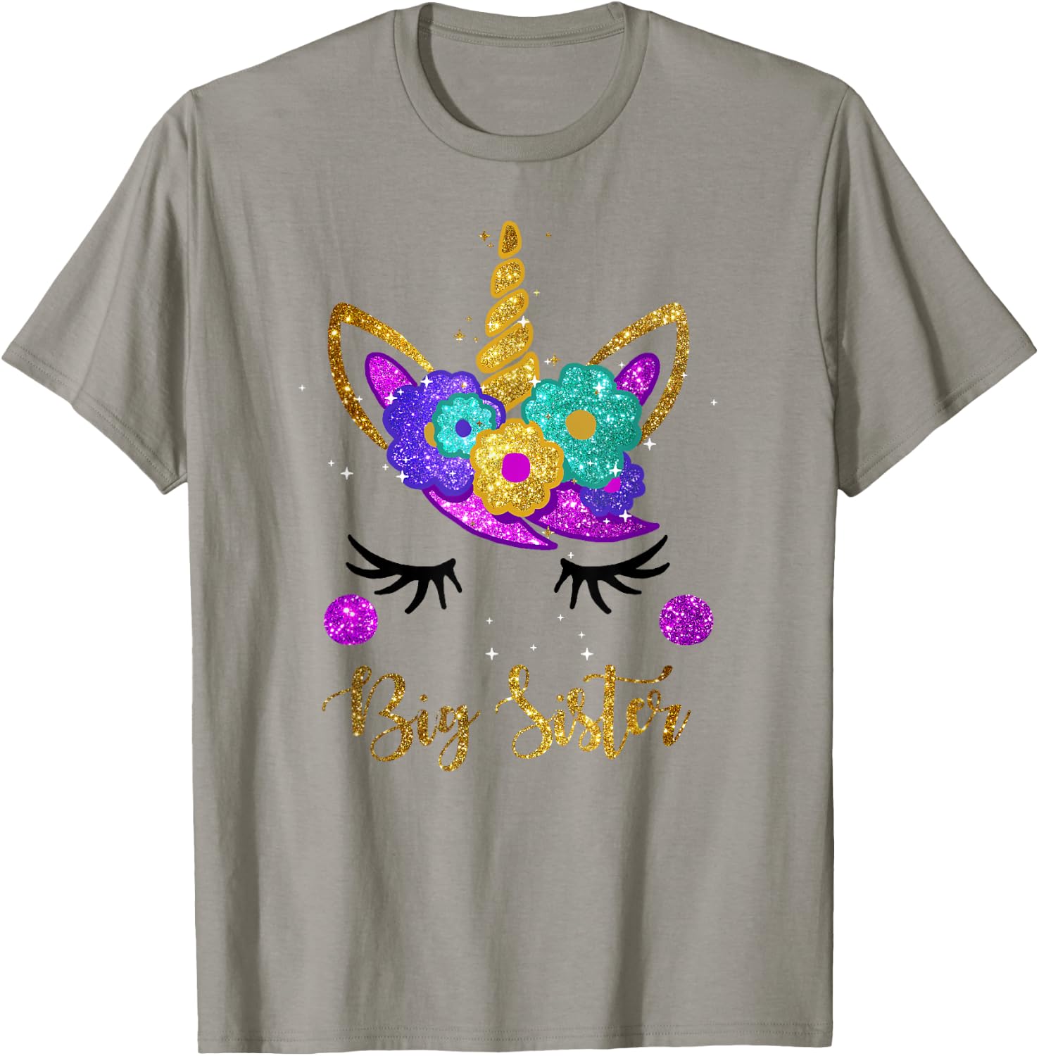 Big Sister Unicorn Birthday Girl Unicorn Gift T-Shirt - T-Shirt | Sand