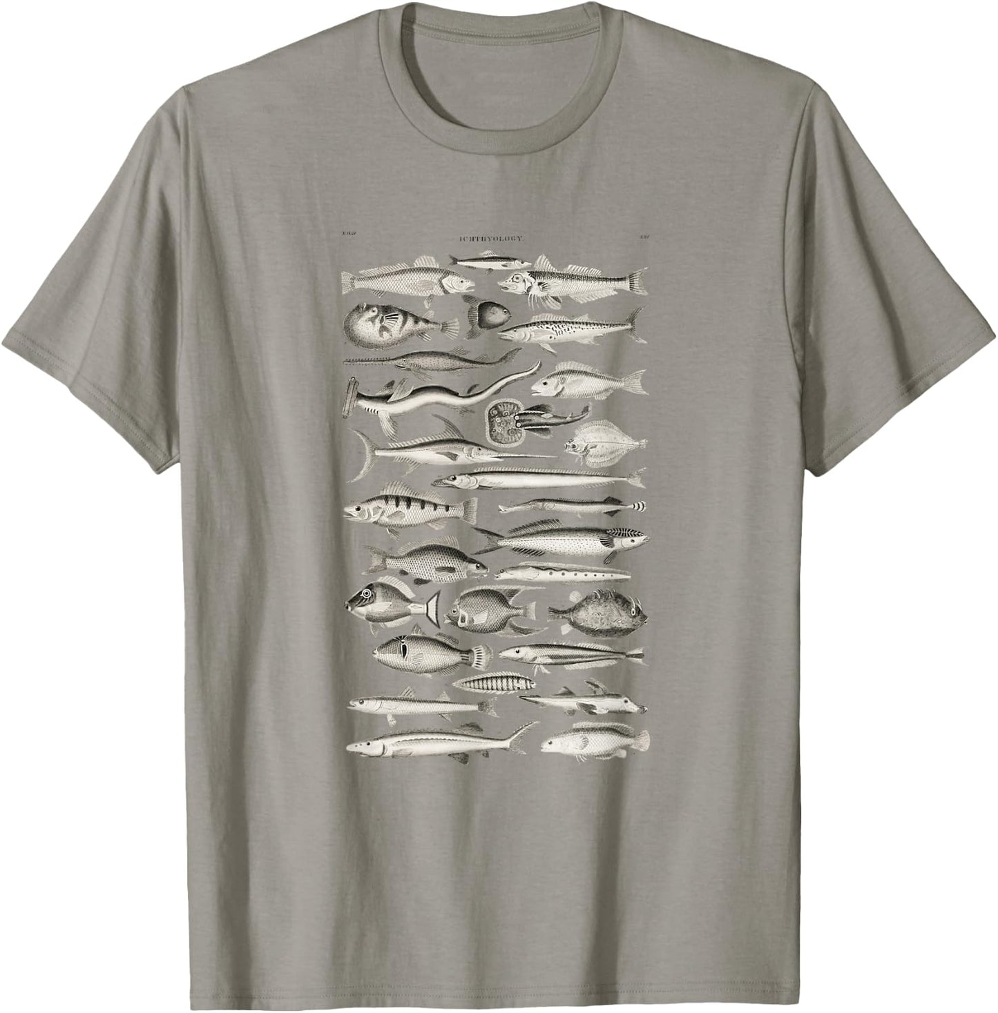 Ichthyology Fishes History Earth And Nature Sea Antique Art T-Shirt - T-Shirt | Sand