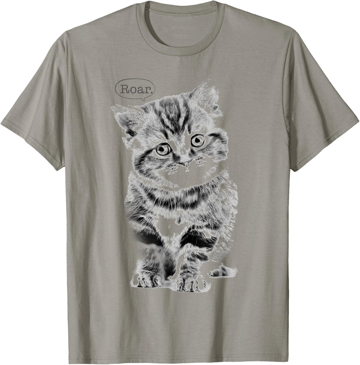 Trendy Roar Kitten Text Bubble Animal Humour T-Shirt - T-Shirt | Sand
