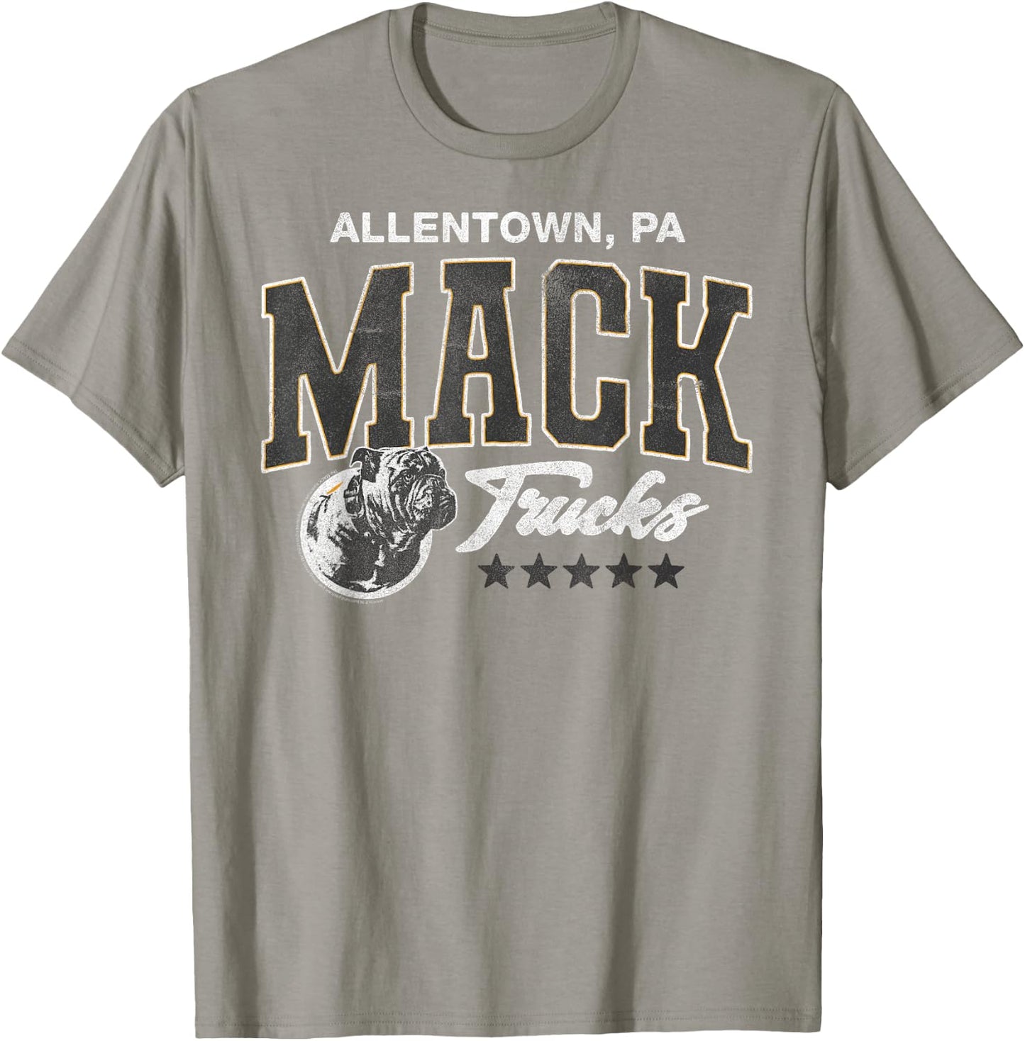 Mack Trucks Allentown, PA Athletic Logo with Stars Trucker T-Shirt - T-Shirt | Sand