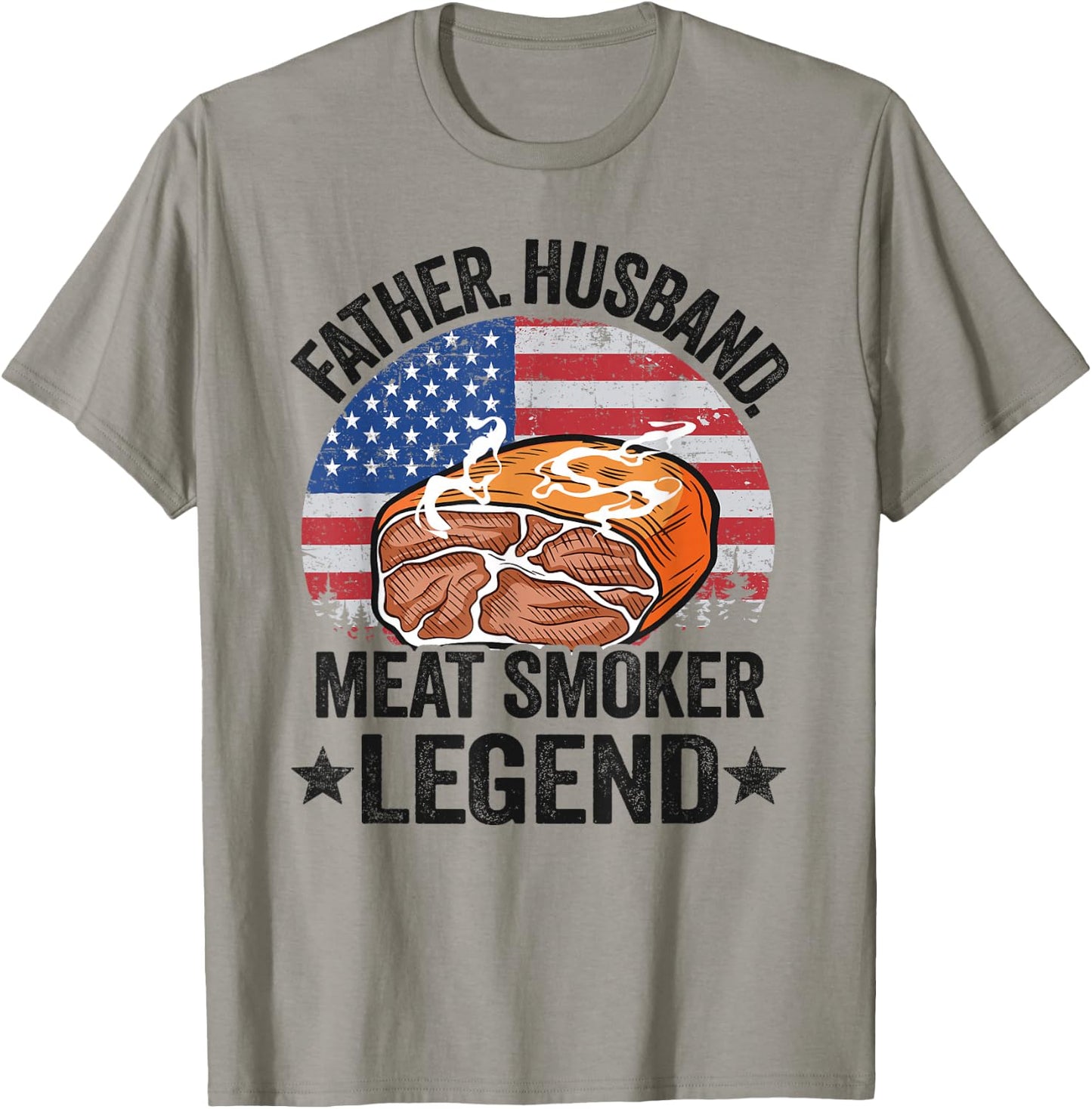 Father Husband Meat Smoker Legend Brisket Dad Meat Smoking T-Shirt - T-Shirt | Sand
