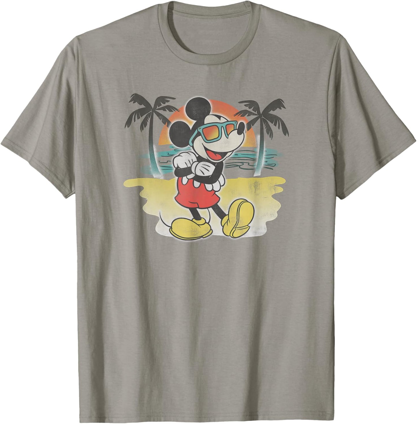 Disney Mickey Classic Mickey Beach Airbrushed Small T-Shirt - T-Shirt | Sand