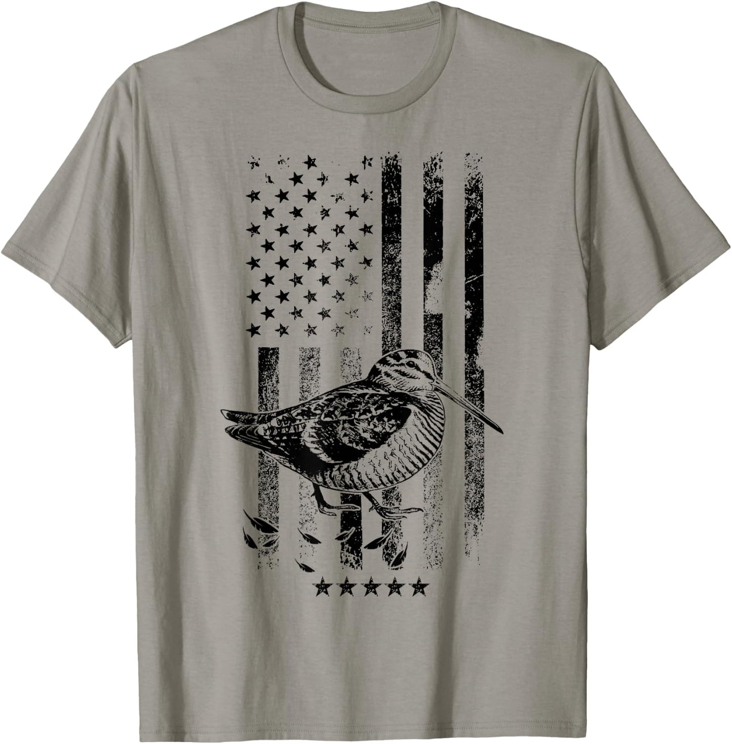 USA American Flag Hunters - Hunting Woodcock Bird T-Shirt - T-Shirt | Sand
