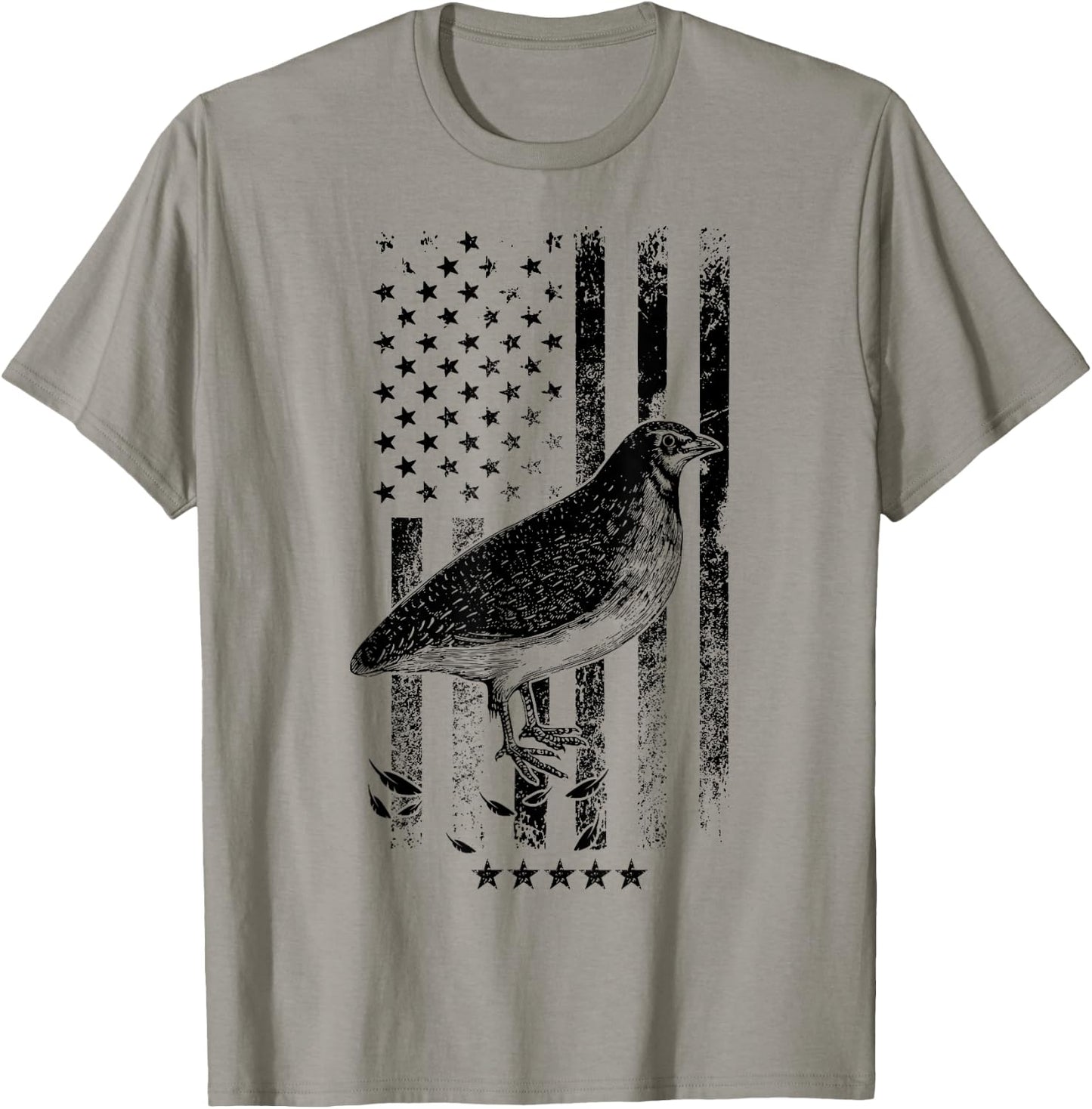 USA American Flag Hunters - Hunting Quail Bird T-Shirt - T-Shirt | Sand