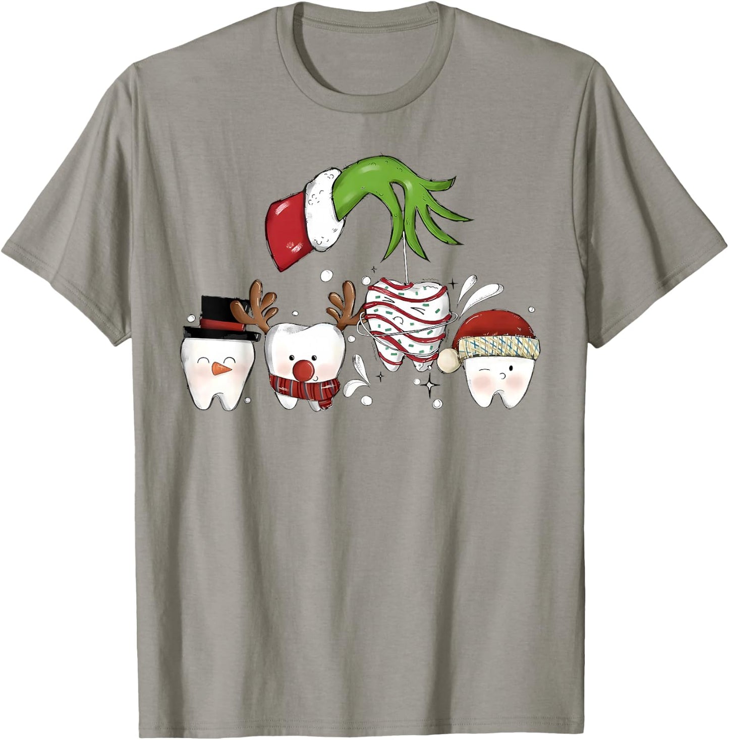 Christmas Teeth Dentist Xmas Reindeer Santa Holiday Pajamas T-Shirt - T-Shirt | Sand