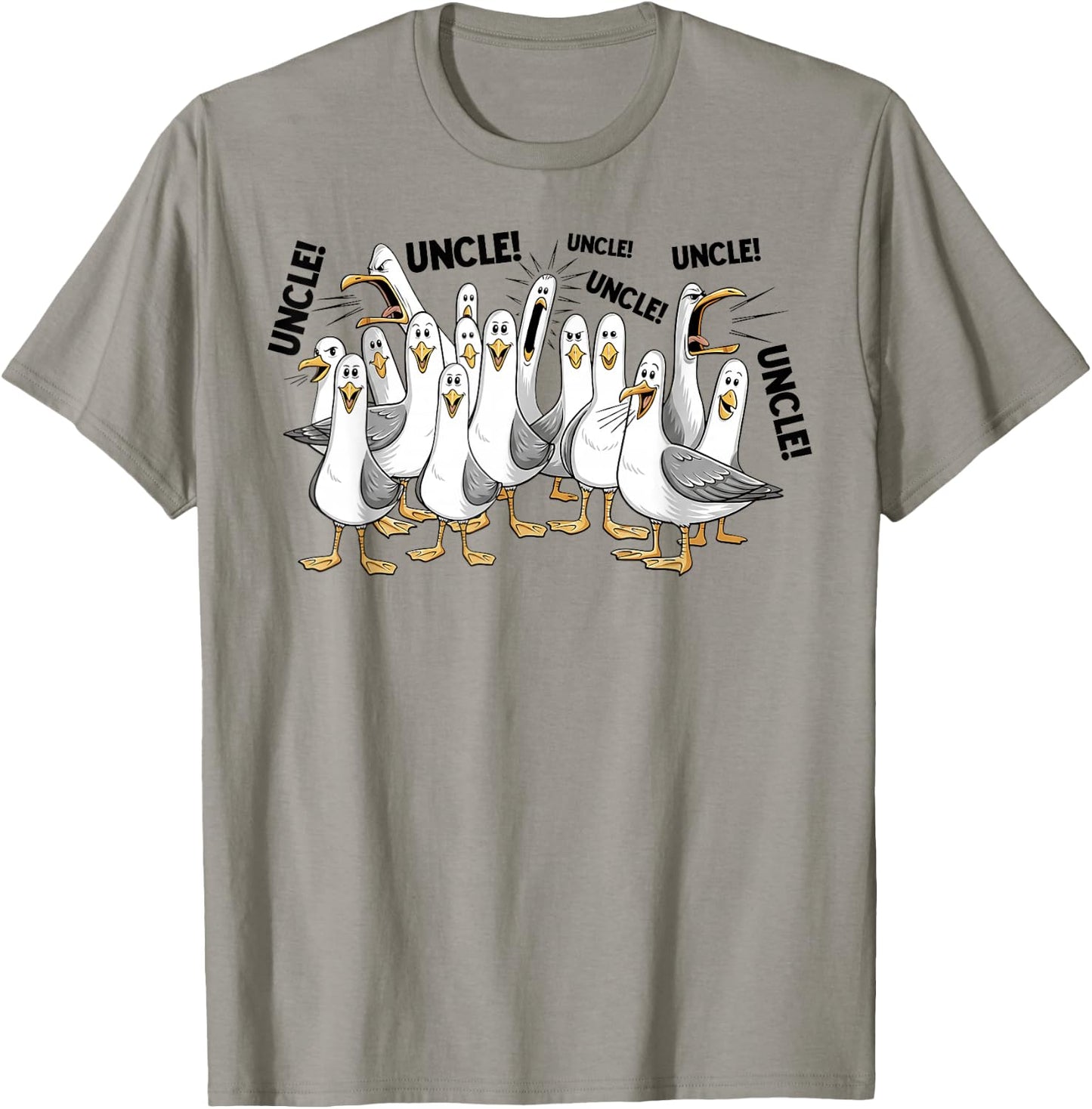 Funny Seagull Uncle Meme Shirt Loud Uncle Calling Ocean Life T-Shirt - T-Shirt | Sand