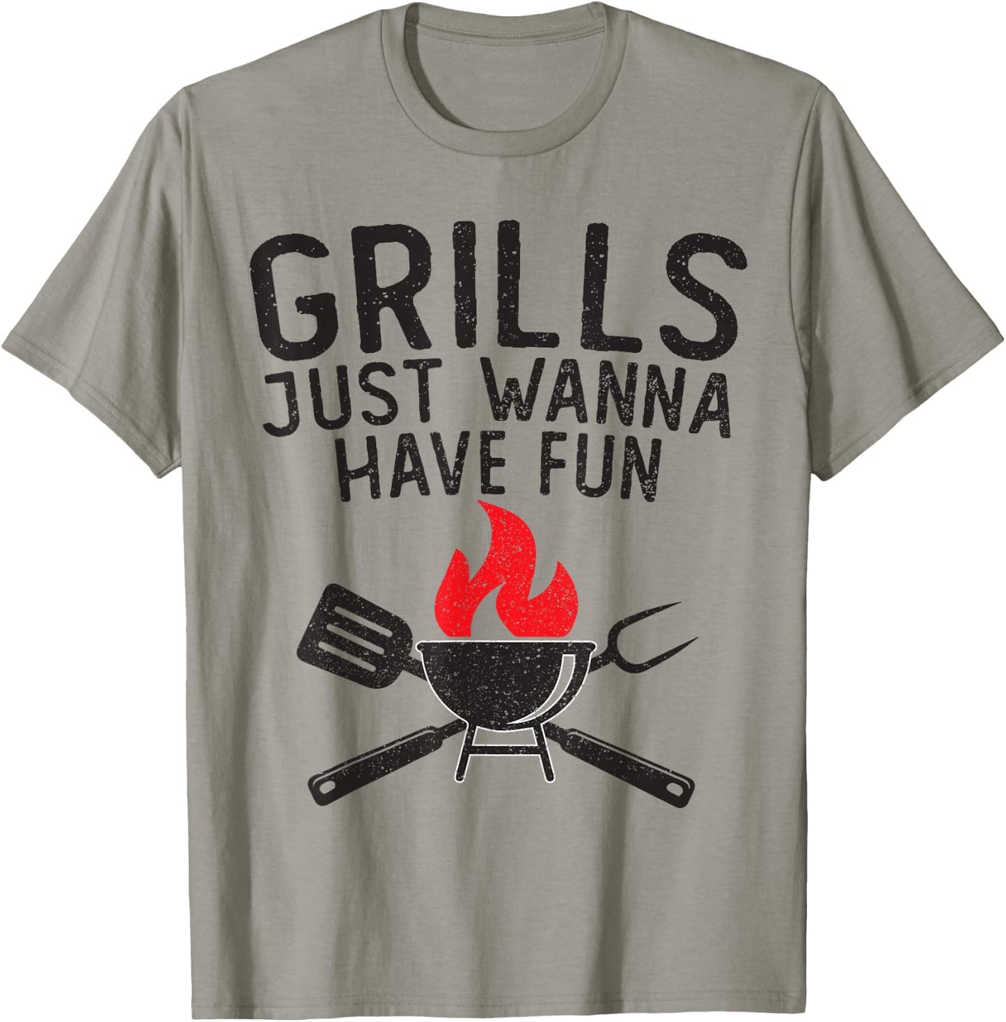 Grills Just Wanna Have Fun Funny Distressed Retro BBQ T-Shirt - T-Shirt | Sand