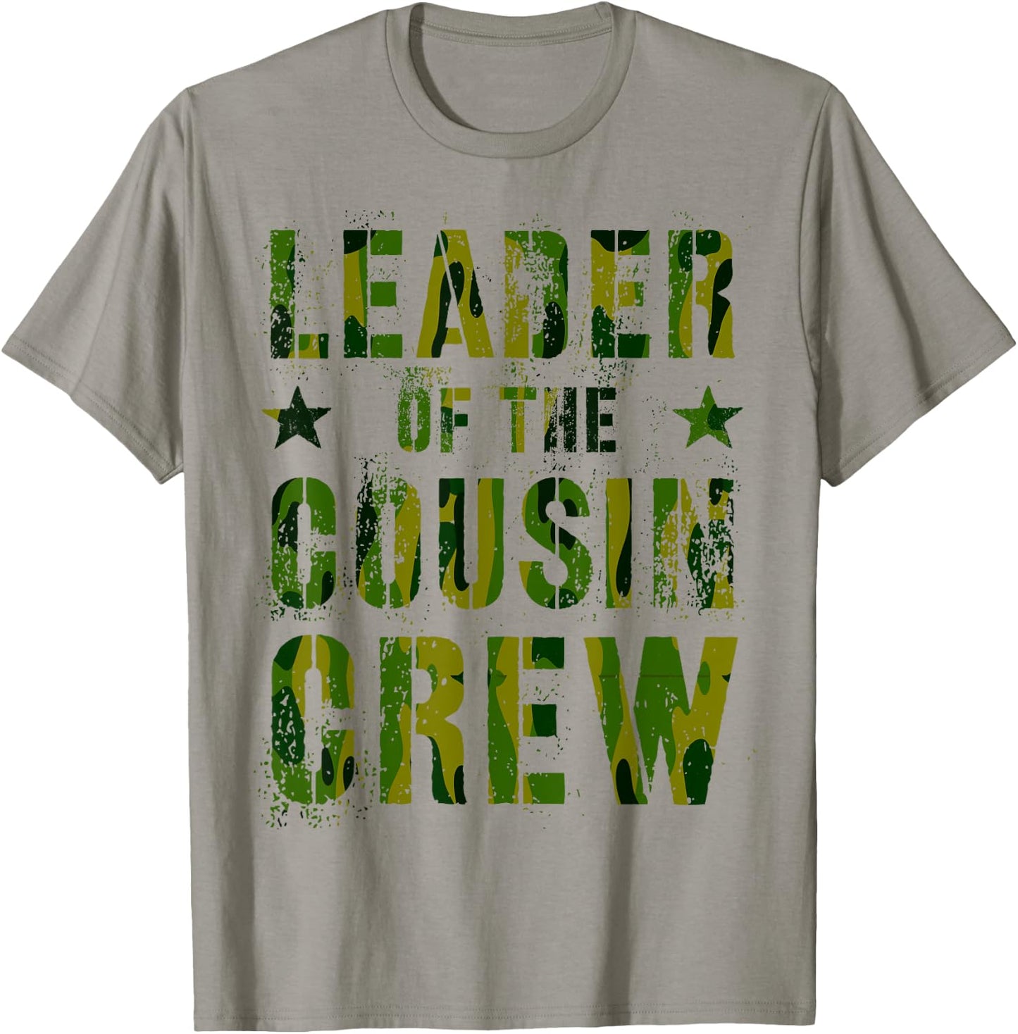 LEADER OF THE COUSIN CREW Funny Grandma Grandpa Camp Camo T-Shirt - T-Shirt | Sand