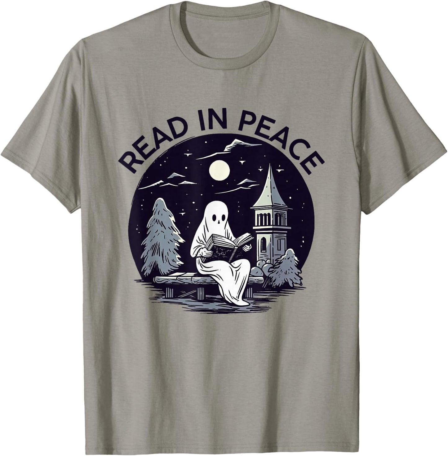 Read In Peace Ghost Halloween Librarian Spooky Season T-Shirt - T-Shirt | Sand