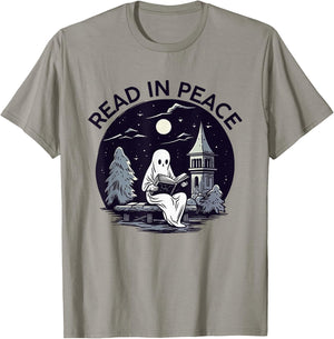 Read In Peace Ghost Halloween Librarian Spooky Season T-Shirt - T-Shirt | Sand