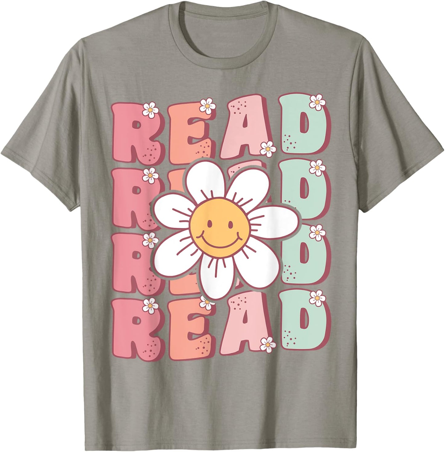 Groovy Book Reader Retro Cute Daisy Flower Book Lover T-Shirt - T-Shirt | Sand