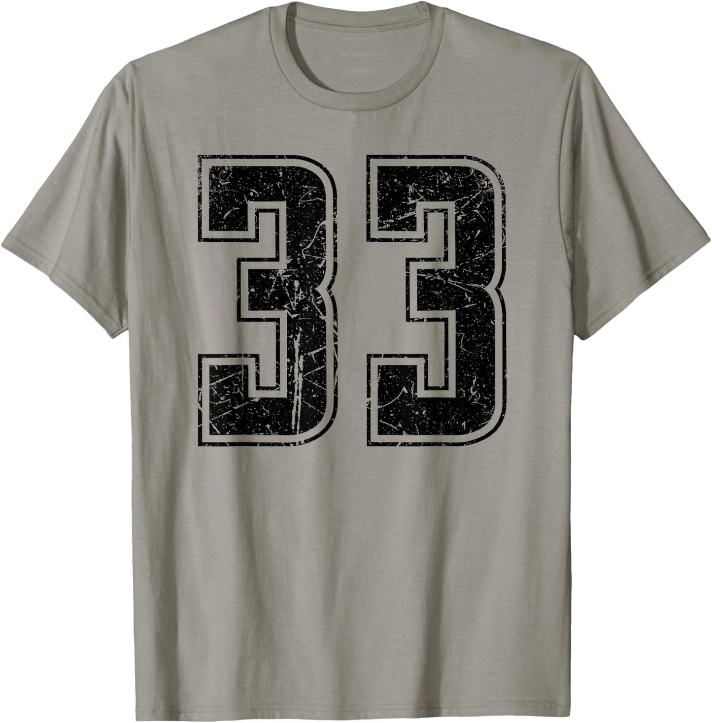 Number 33 Distressed Grunge Vintage Jersey Team Fan T-Shirt - T-Shirt | Sand