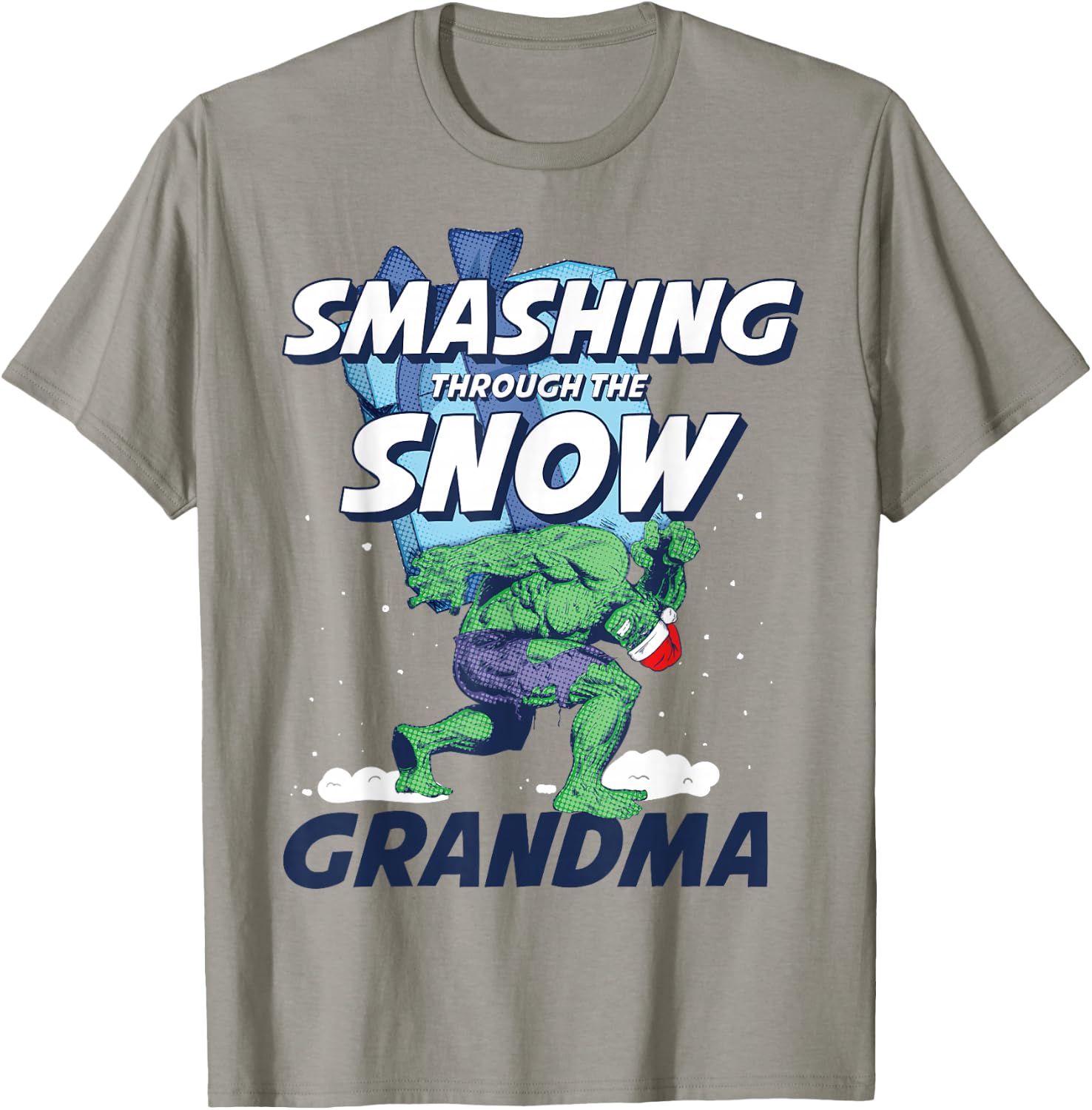 Marvel Hulk Smashing Snow Christmas Grandma T-Shirt - T-Shirt | Sand