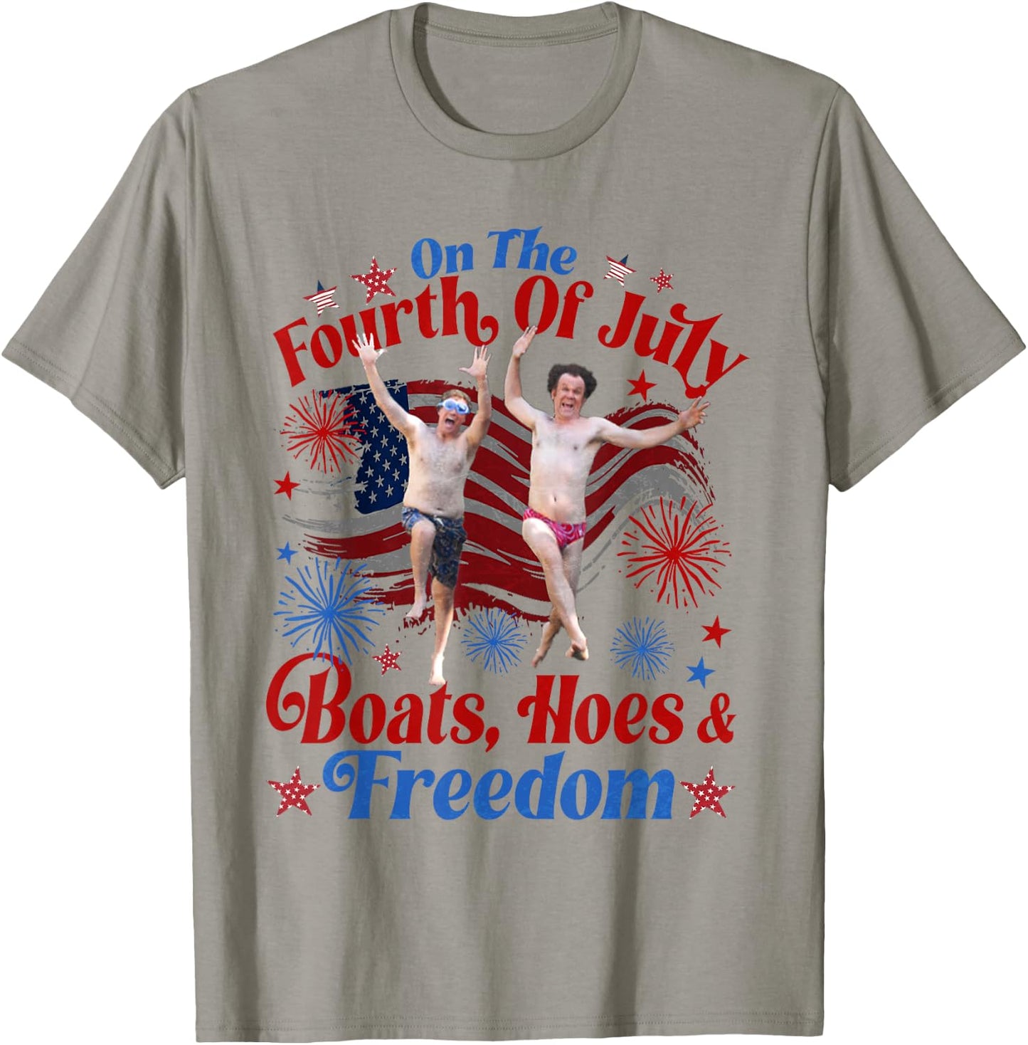 On The Fourth of July Boats, Hoes & Freedom 4th of July T-Shirt - T-Shirt | Sand