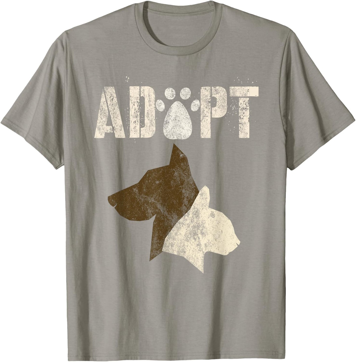 ADOPT Vintage Animal Rescue Shelter Cats Dogs Adoption Dept T-Shirt - T-Shirt | Sand
