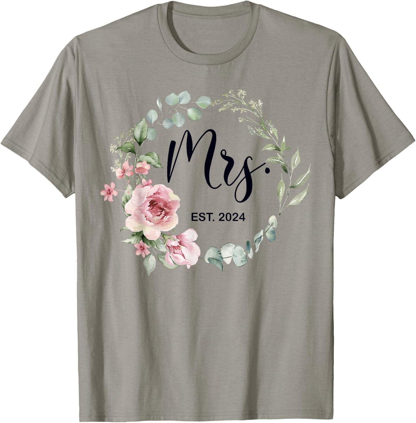 Mrs. Est. 2024 Just Married Wedding Wife Mr & Mrs Women T-Shirt - T-Shirt | Sand