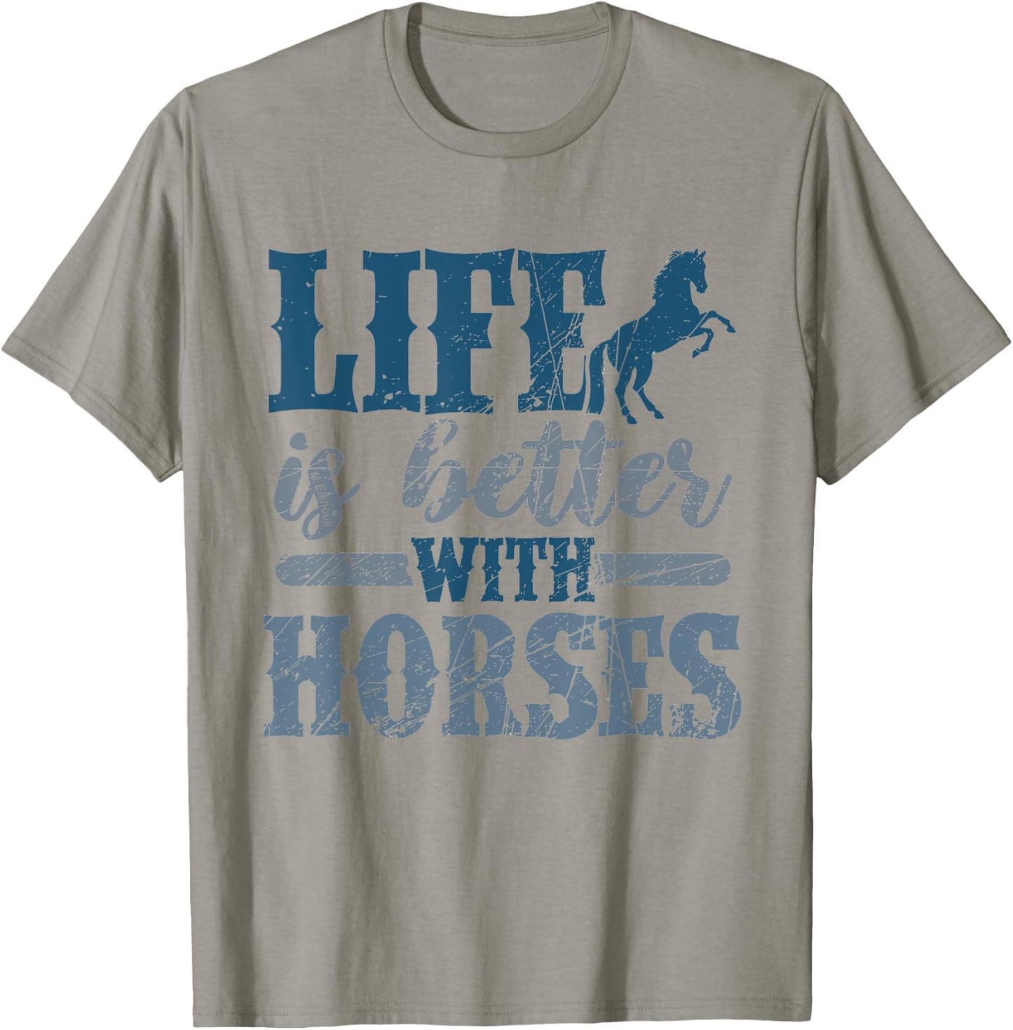 Life is Better with Horses Cute Horse Lover Horseback Riding T-Shirt - T-Shirt | Sand