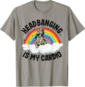 Headbanging Is My Cardio Unicorn Rainbow Funny Death Metal T-Shirt - T-Shirt | Sand