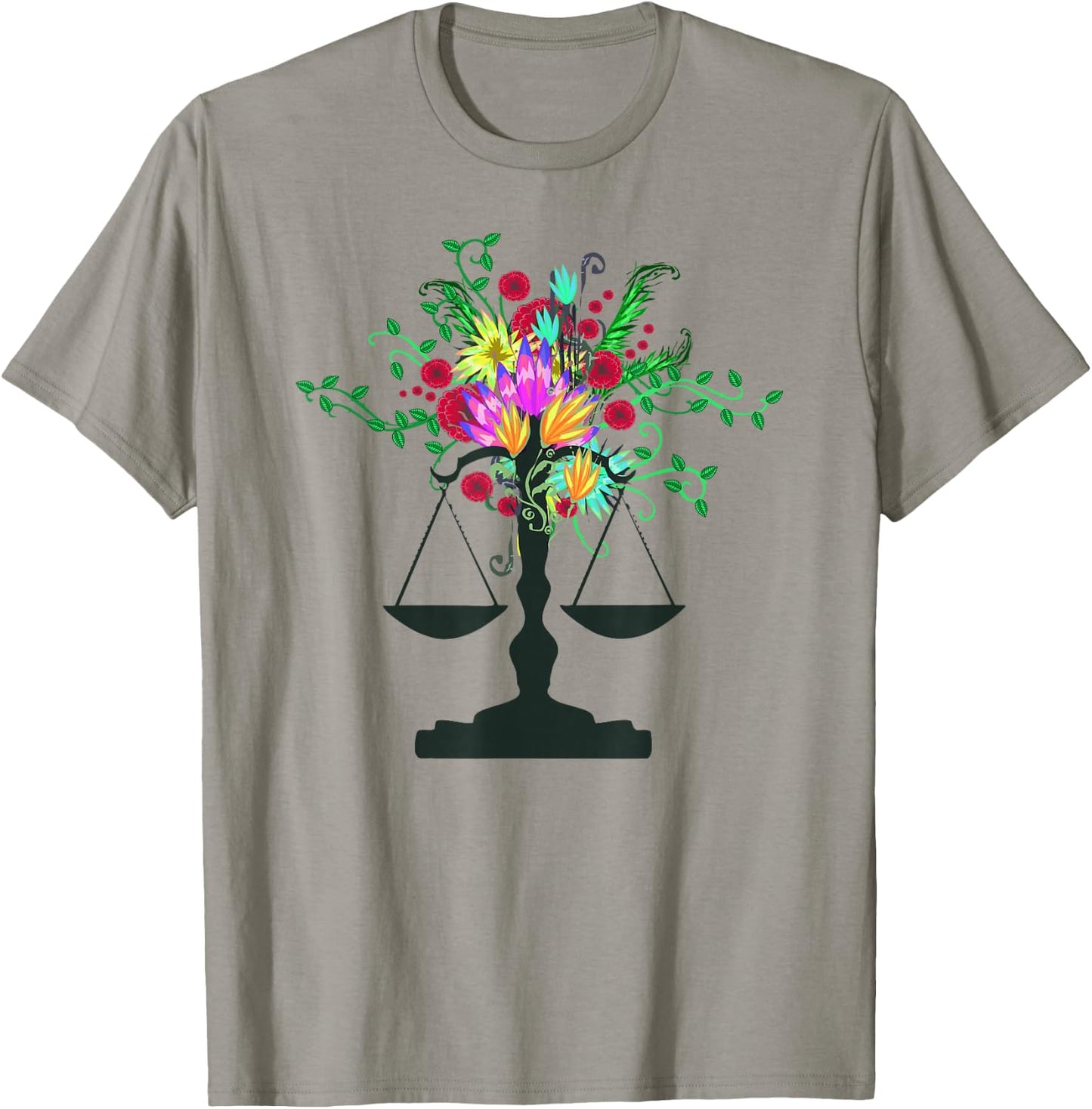 Scales of Justice Flowers Design Female Lawyers Law Student T-Shirt - T-Shirt | Sand