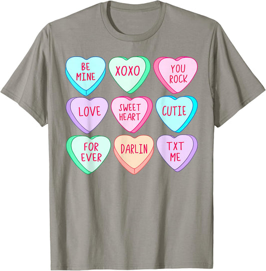 Candy Sweet Hearts Love Valentines Day Girls T-Shirt - T-Shirt | Sand