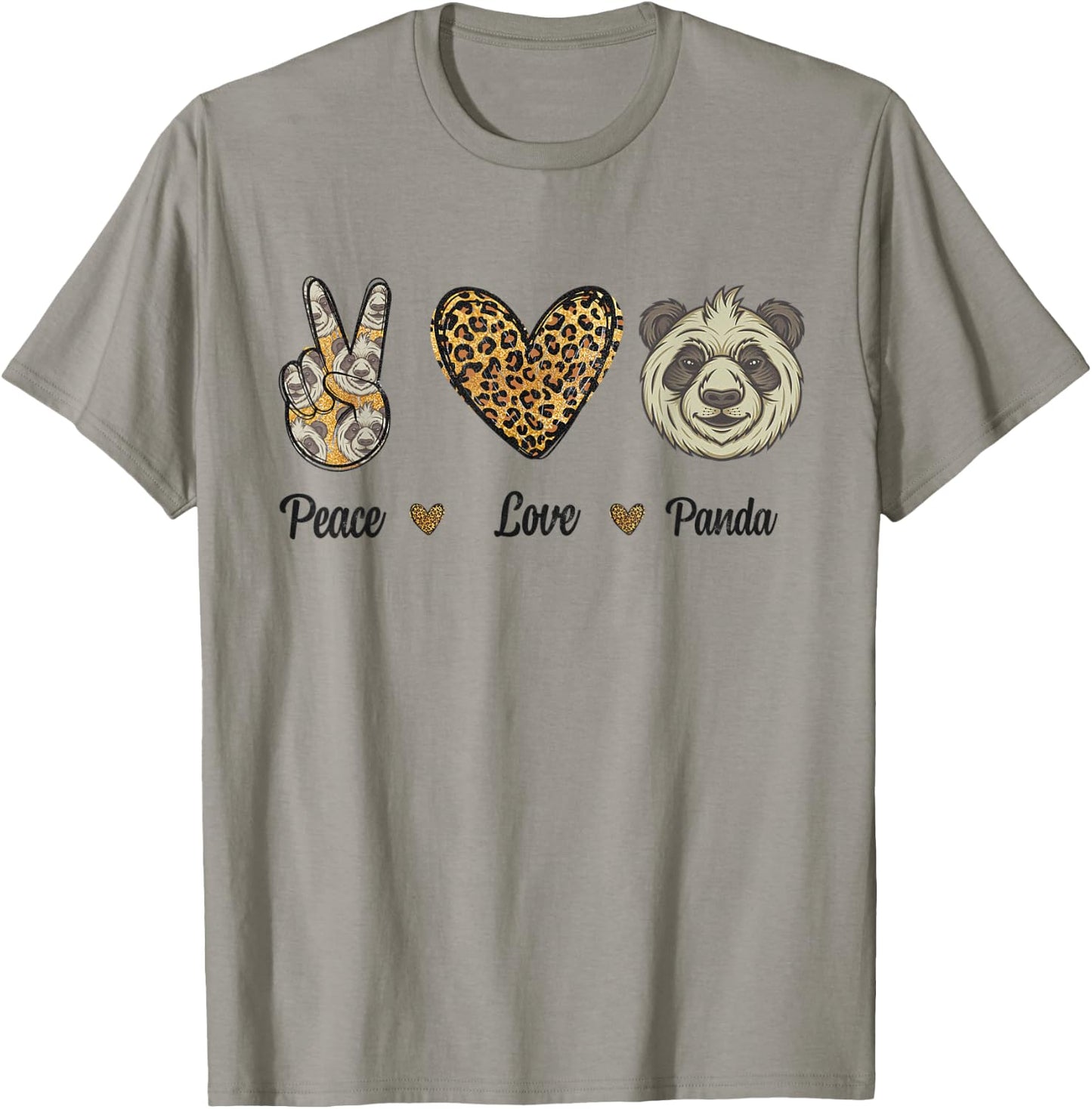 Peace Love Panda Leopard Wild Animals Lovers Men Women Kids T-Shirt - T-Shirt | Sand