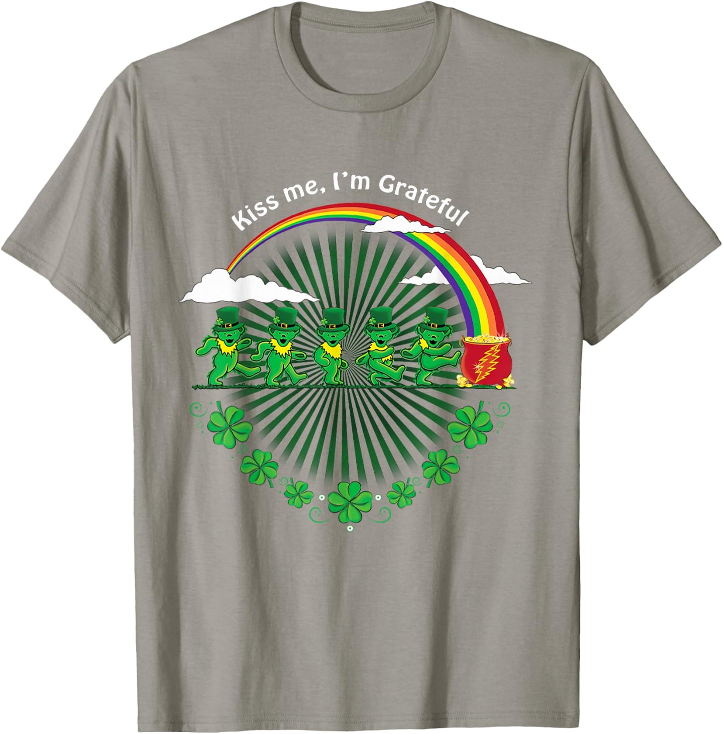 Kiss Me I'm Grateful Leprechauns Rainbow St Patricks Day T-Shirt - T-Shirt | Sand