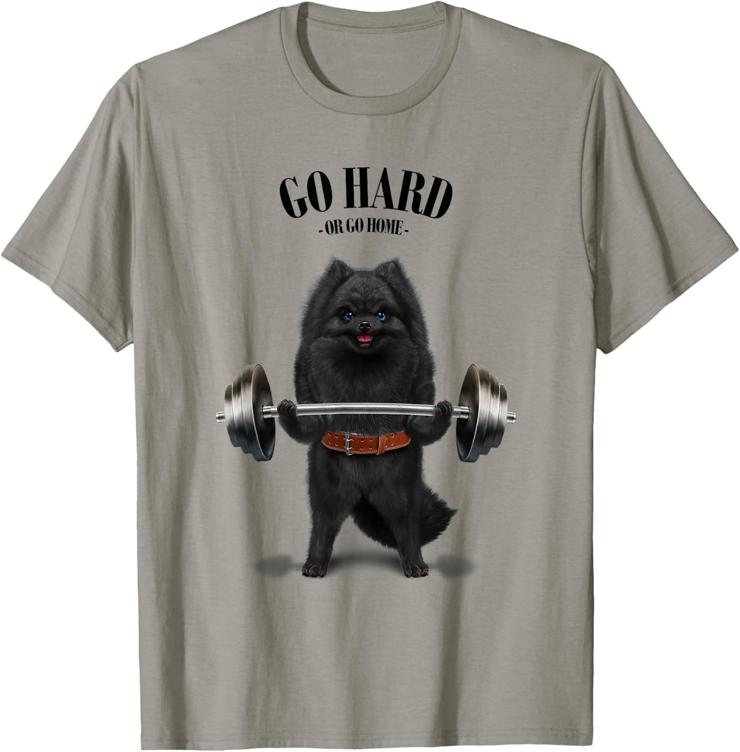 Black Pomeranian Dog Weightlifting in Fitness Gym Women Kids T-Shirt - T-Shirt | Sand