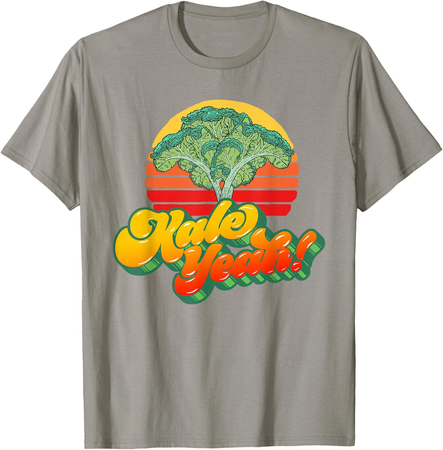 Kale Yeah! Funny Vegetable Vintage Retro 80s Sunset Garden T-Shirt - T-Shirt | Sand